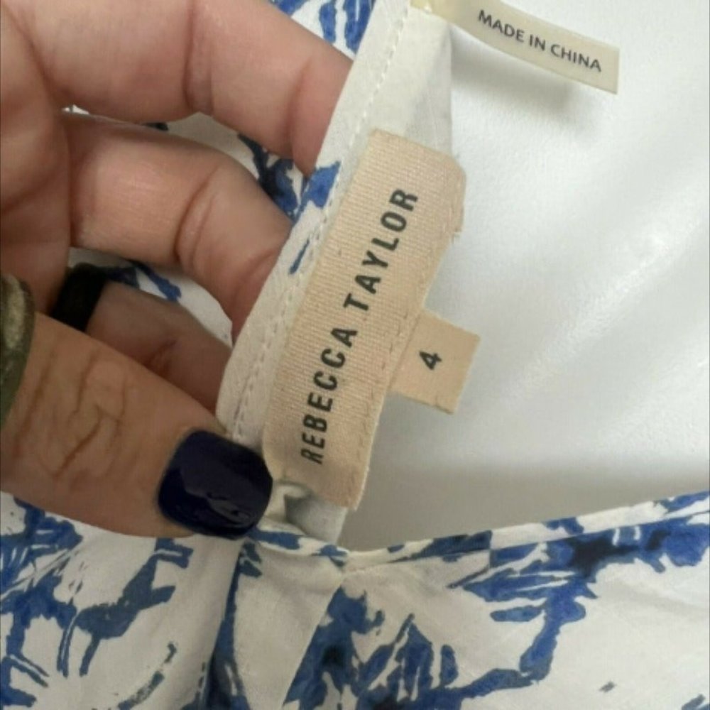 Rebecca Taylor size 4 Sleeveless Tie Dye Dress Color:Frost Combo blue and white